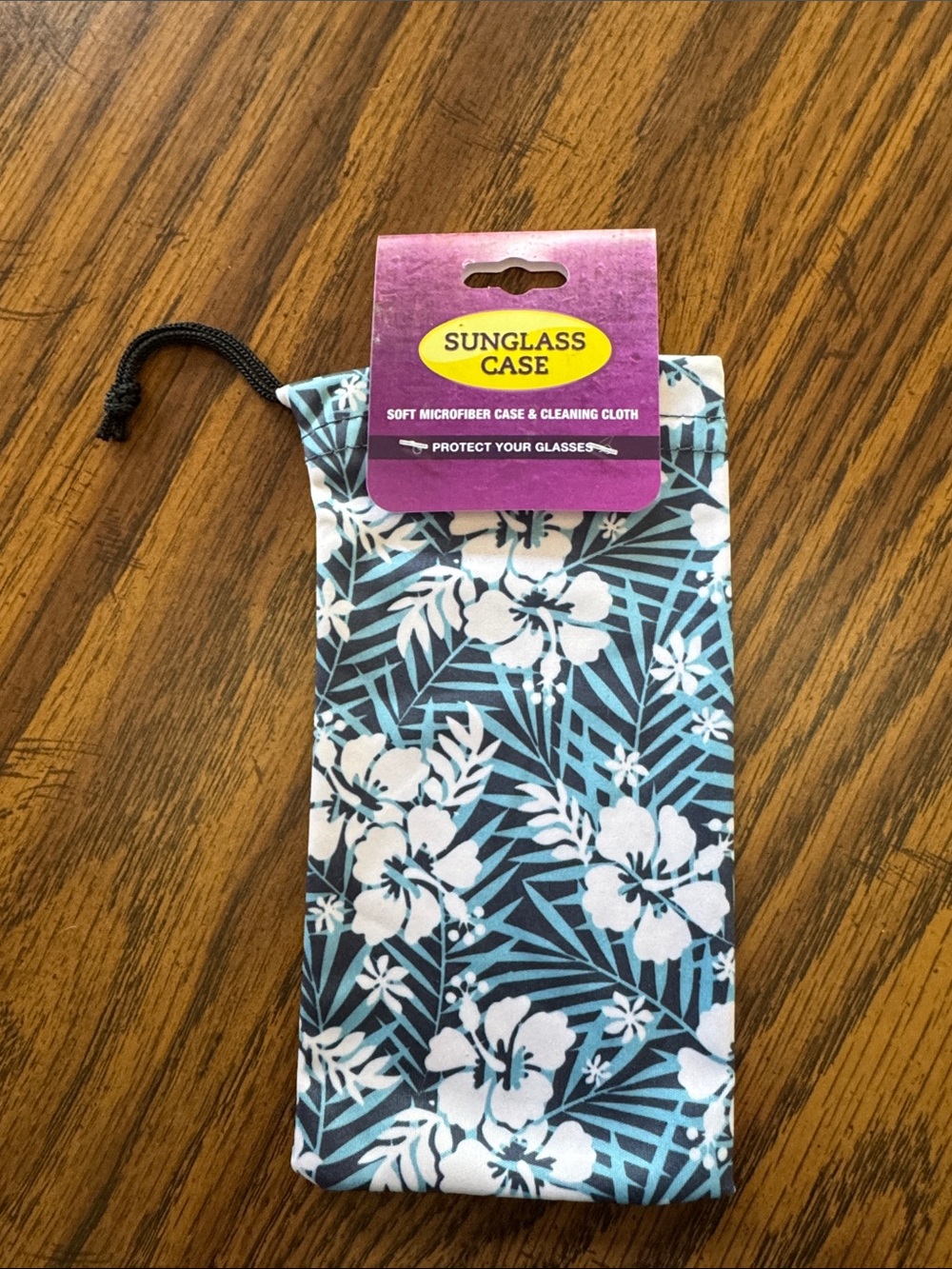 NWT Soft Eyeglass Case Hibiscus Pattern Purse Eyeglass Protection Cleaning Cloth
